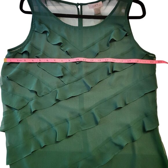 ANN TAYLOR | LOFT | Forrest Green Sleeveless Ribbon Blouse - Picture 8 of 8